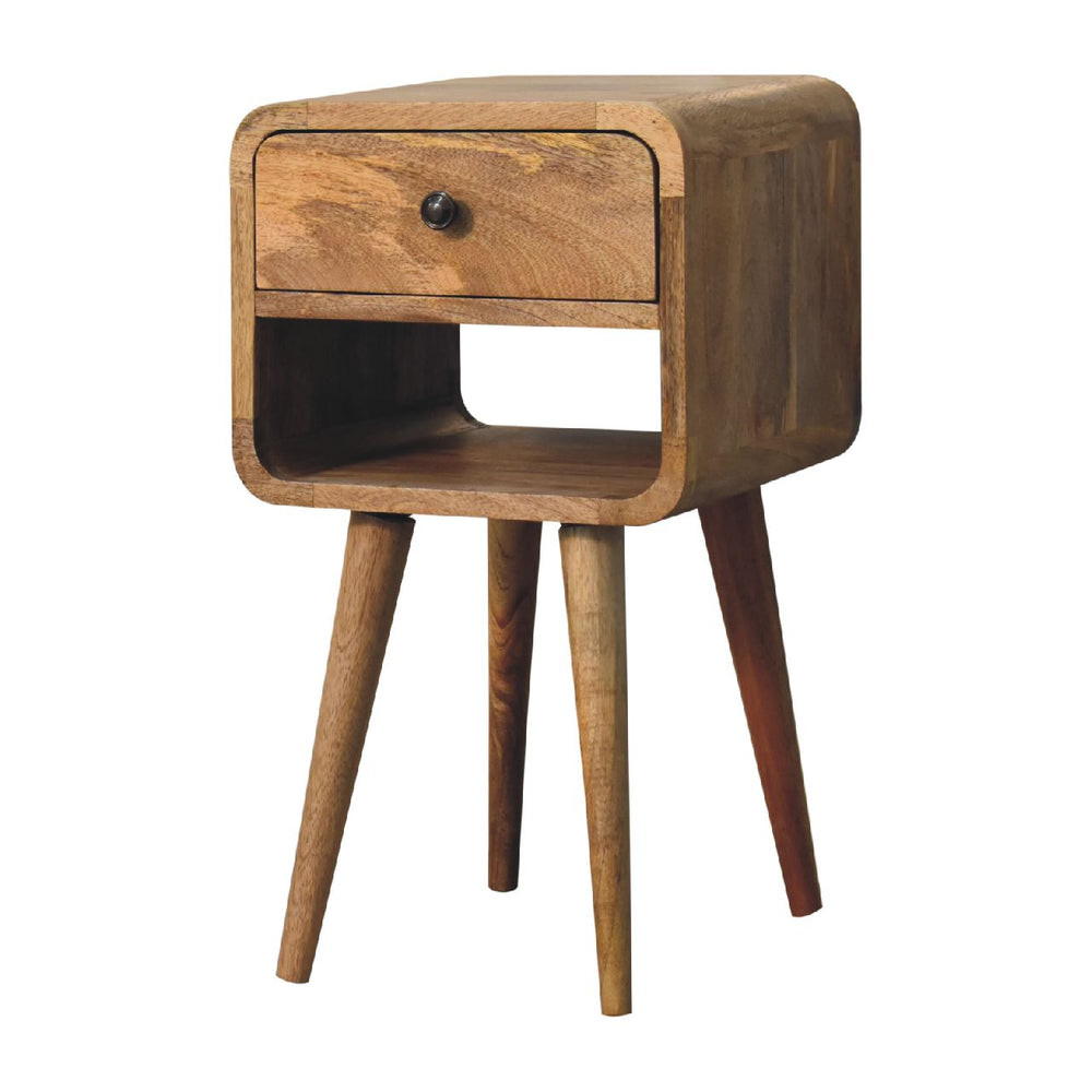 Mini Oak - ish Curve Lower Bedside - Smiddy Furniture