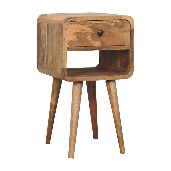 Mini Oak - ish Curve Lower Bedside - Smiddy Furniture