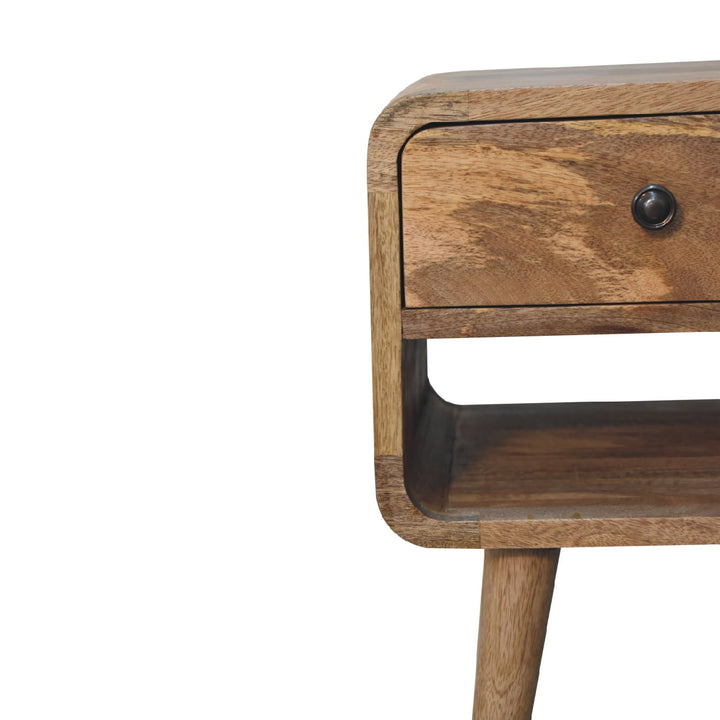 Mini Oak - ish Curve Lower Bedside - Smiddy Furniture
