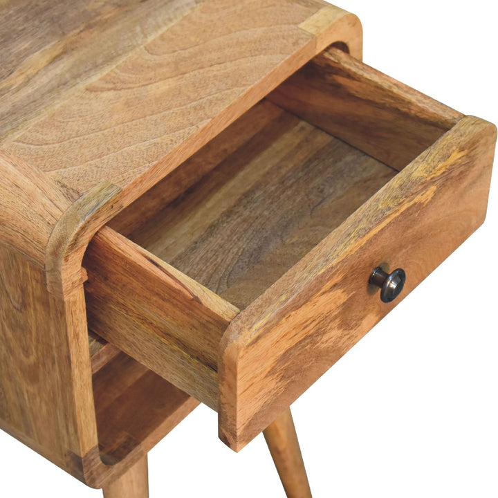 Mini Oak - ish Curve Lower Bedside - Smiddy Furniture