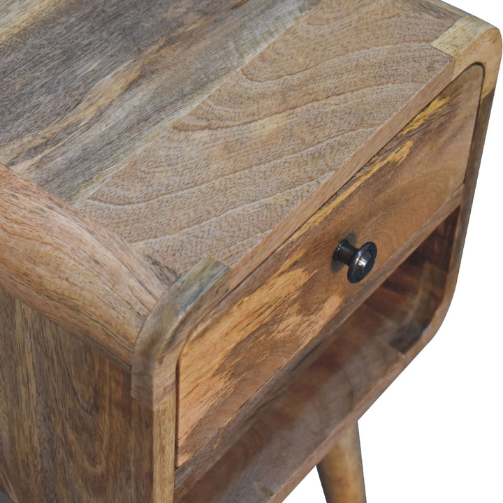 Mini Oak - ish Curve Lower Bedside - Smiddy Furniture