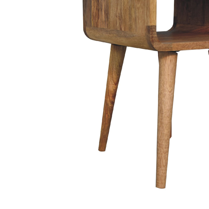 Mini Oak - ish Curve Lower Bedside - Smiddy Furniture