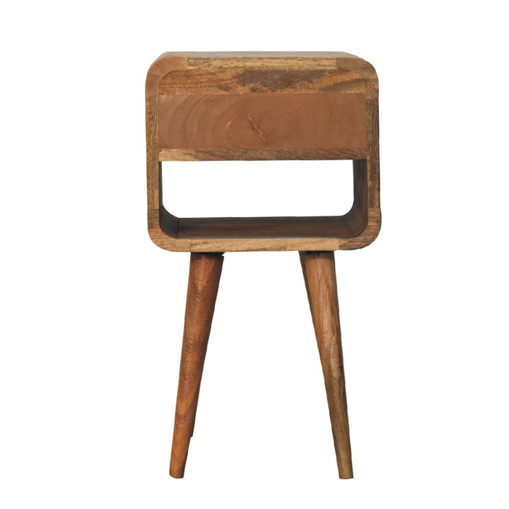 Mini Oak - ish Curve Lower Bedside - Smiddy Furniture