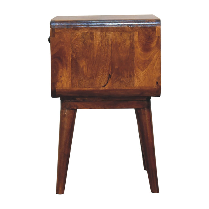 Curved Open-Slot Chestnut Bedside Table