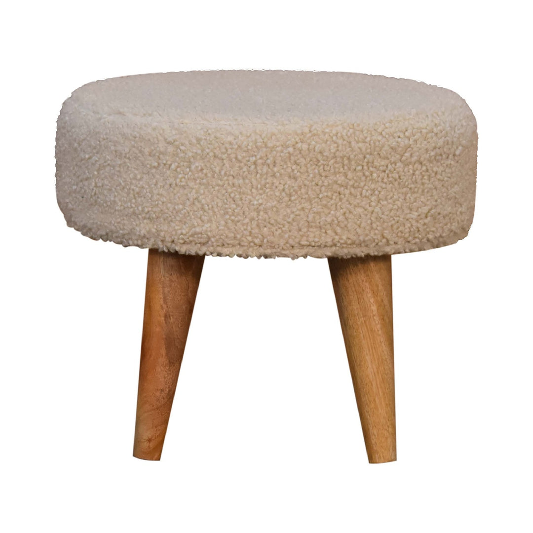 Cream Boucle Petite Footstool - Smiddy Furniture