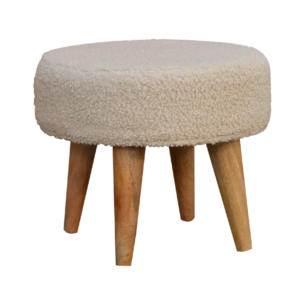 Cream Boucle Petite Footstool - Smiddy Furniture