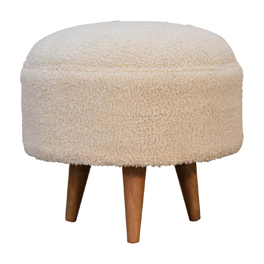 Cream Boucle Rounded Footstool - Smiddy Furniture