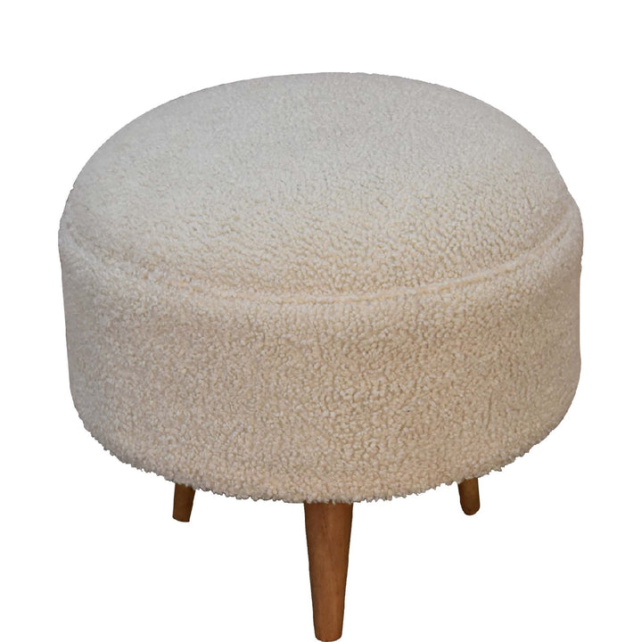 Cream Boucle Rounded Footstool - Smiddy Furniture