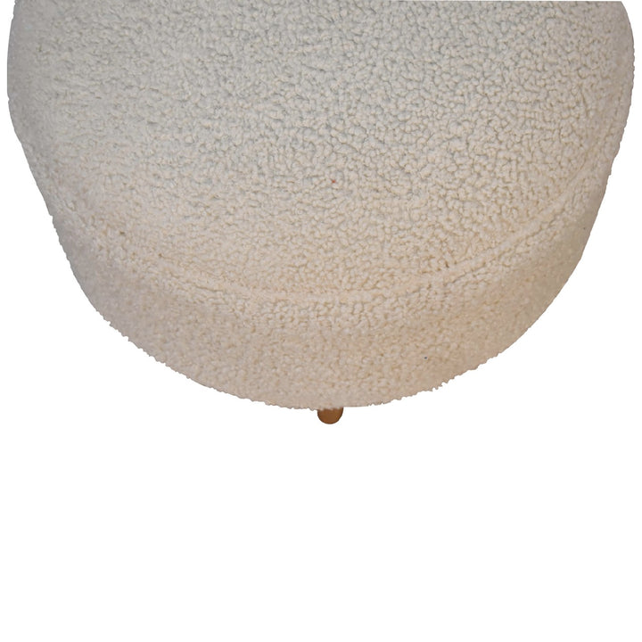 Cream Boucle Rounded Footstool - Smiddy Furniture