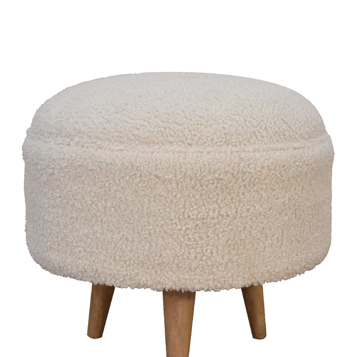 Cream Boucle Rounded Footstool - Smiddy Furniture