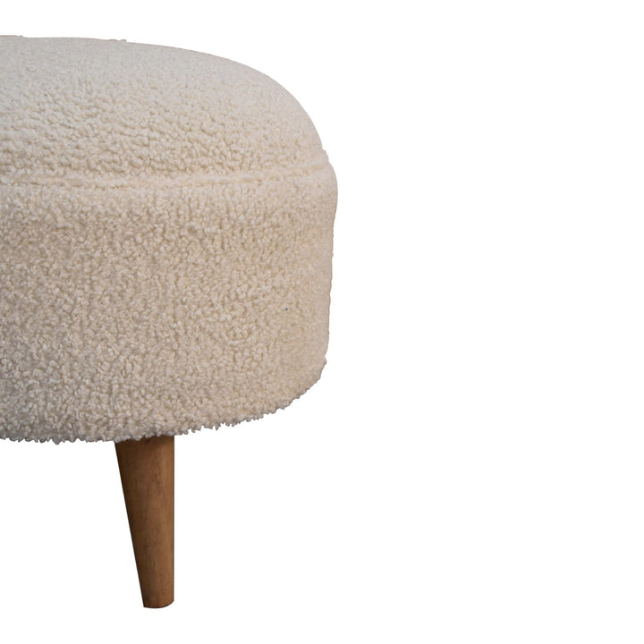 Cream Boucle Rounded Footstool - Smiddy Furniture