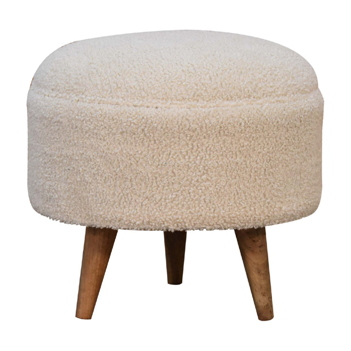 Cream Boucle Rounded Footstool - Smiddy Furniture