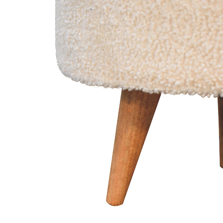 Cream Boucle Rounded Footstool - Smiddy Furniture