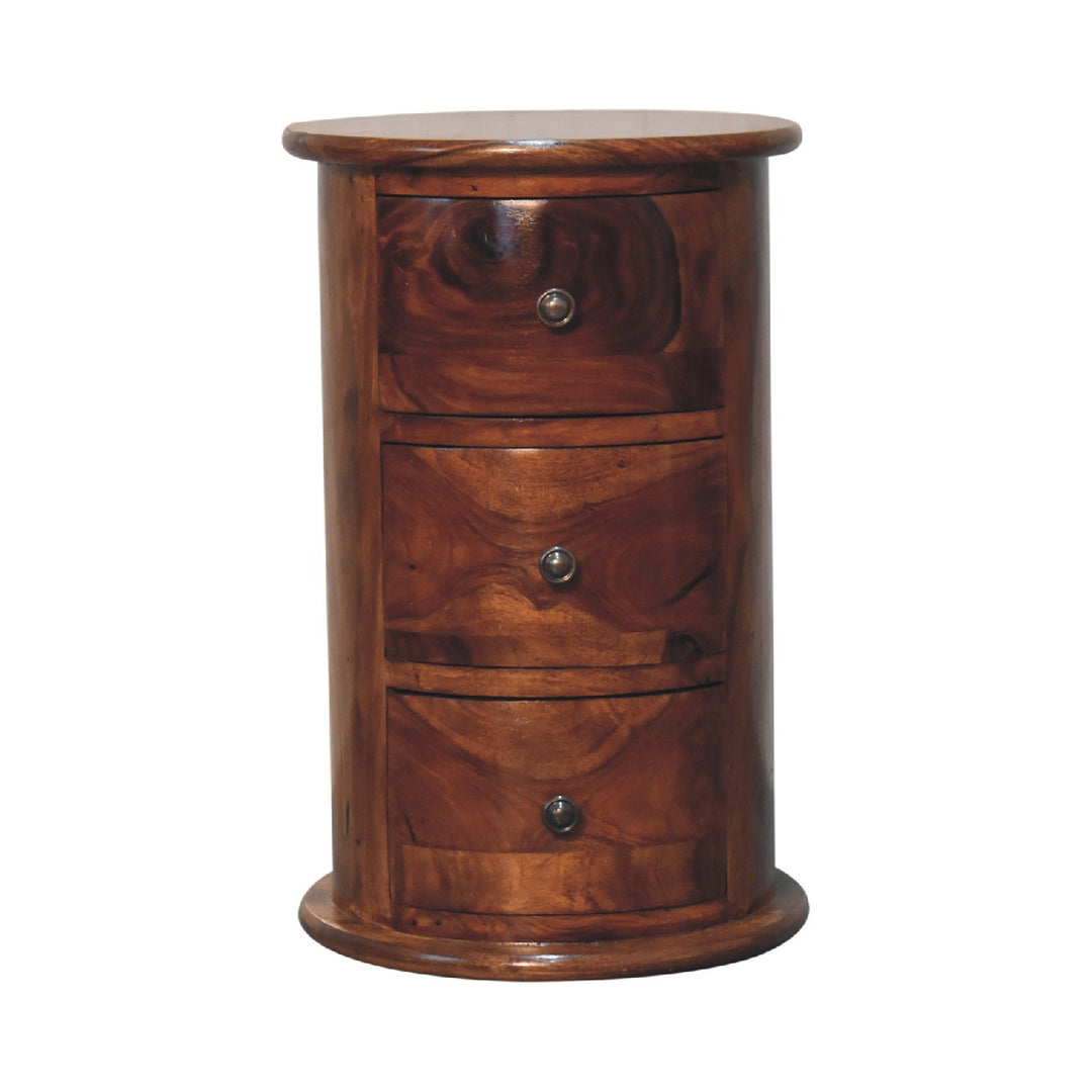 3 Drawer Chestnut Sheesham Drum - Smiddy Furniture