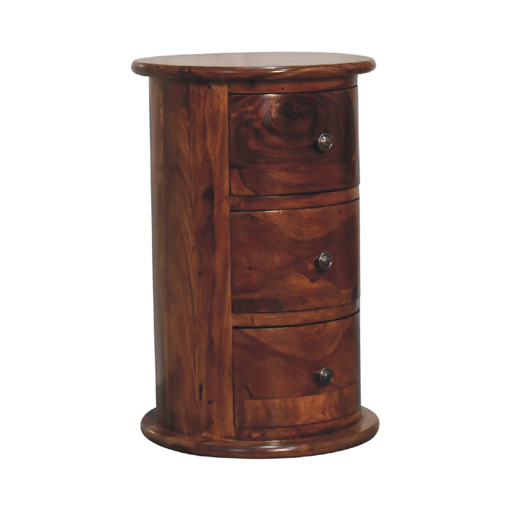 3 Drawer Chestnut Sheesham Drum - Smiddy Furniture