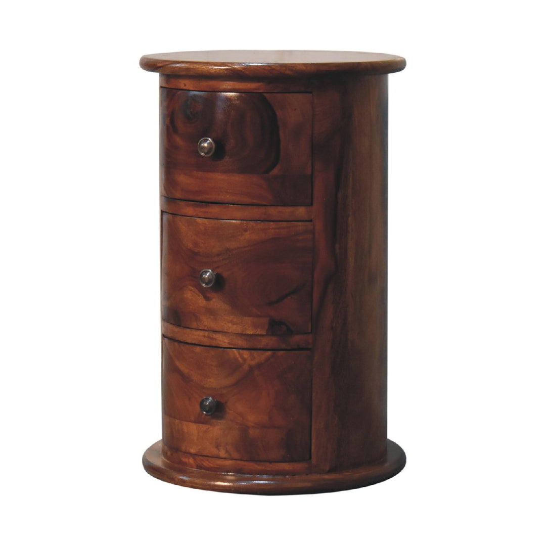 3 Drawer Chestnut Sheesham Drum - Smiddy Furniture