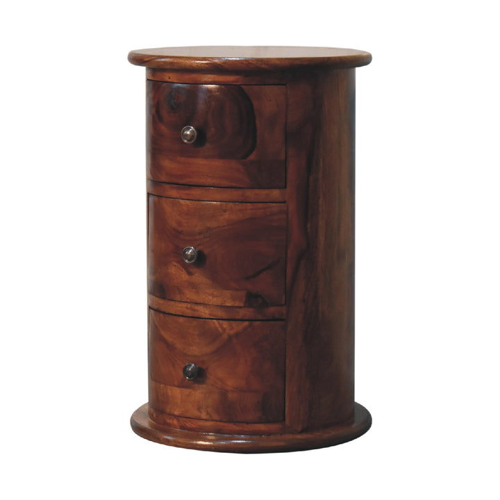 3 Drawer Chestnut Sheesham Drum - Smiddy Furniture