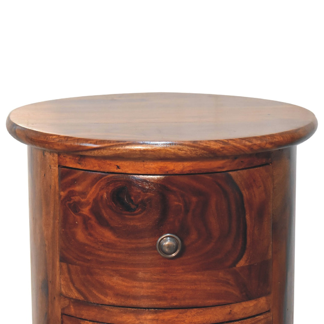 3 Drawer Chestnut Sheesham Drum - Smiddy Furniture