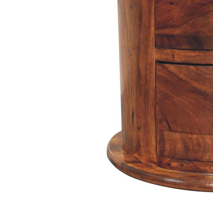 3 Drawer Chestnut Sheesham Drum - Smiddy Furniture
