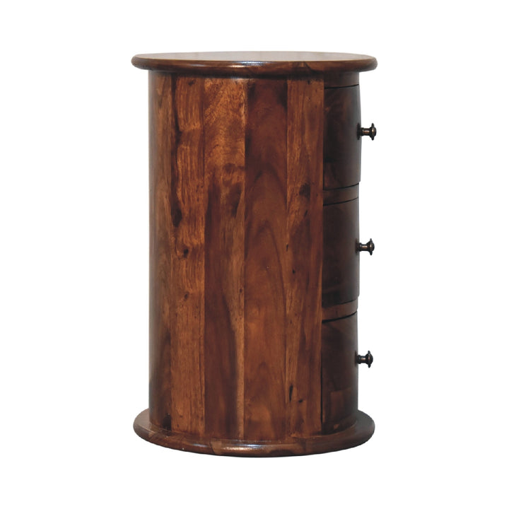 3 Drawer Chestnut Sheesham Drum - Smiddy Furniture