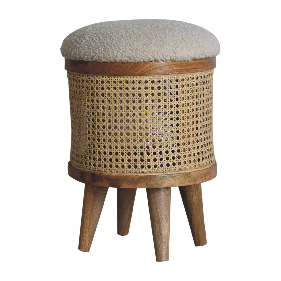 Cream Boucle Larissa Footstool-Smiddy Furniture