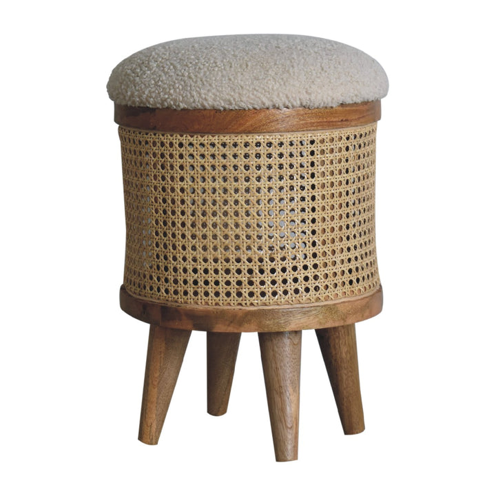 Cream Boucle Larissa Footstool-Smiddy Furniture