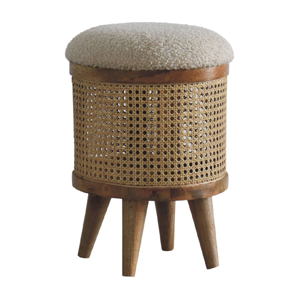 Cream Boucle Larissa Footstool-Smiddy Furniture