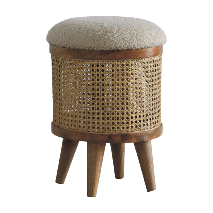 Cream Boucle Larissa Footstool-Smiddy Furniture