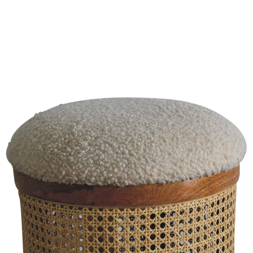 Cream Boucle Larissa Footstool-Smiddy Furniture