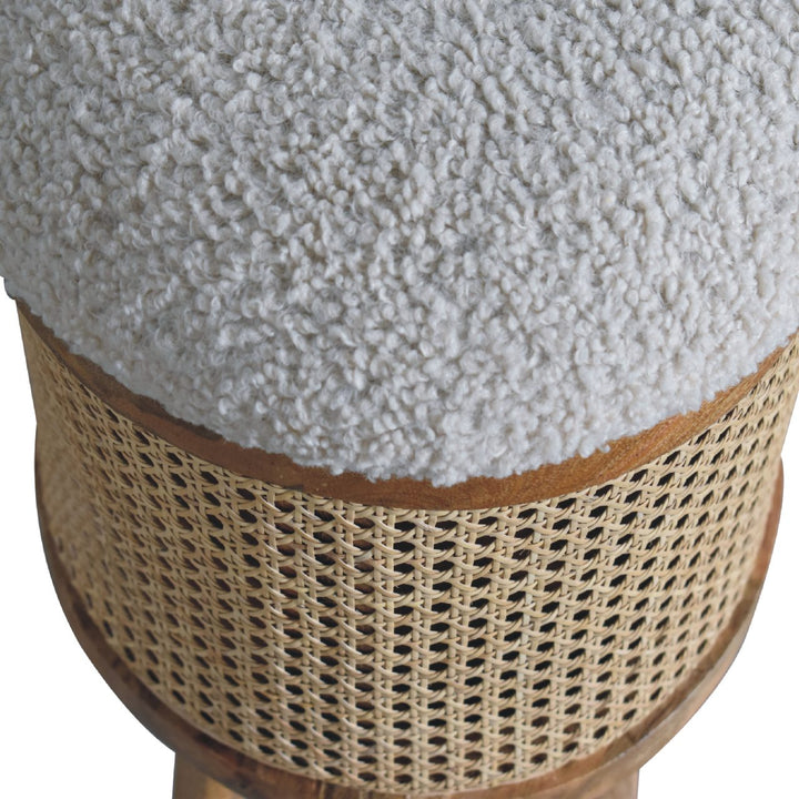 Cream Boucle Larissa Footstool-Smiddy Furniture
