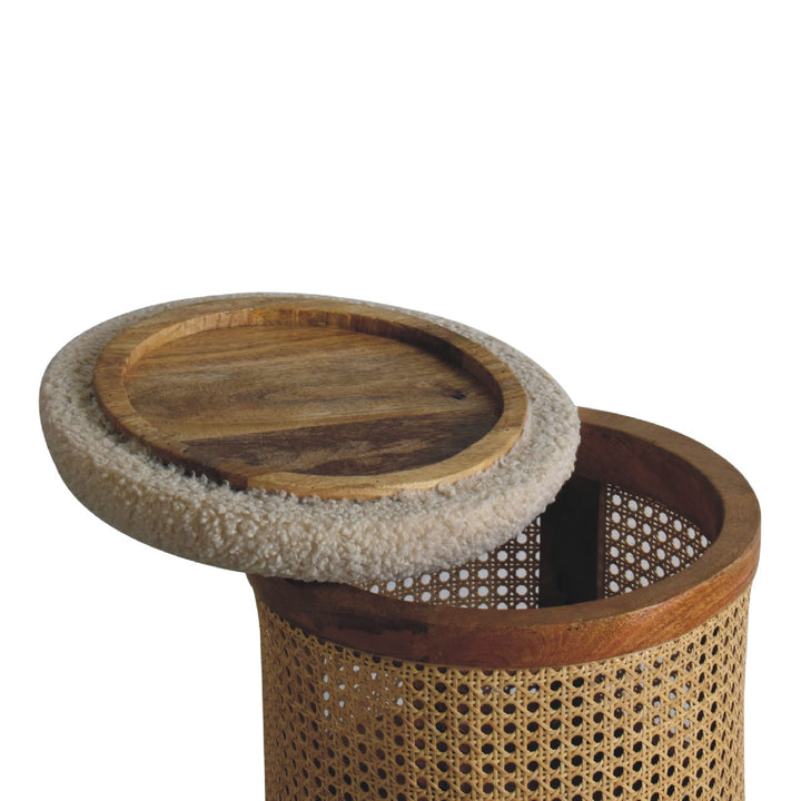 Cream Boucle Larissa Footstool-Smiddy Furniture
