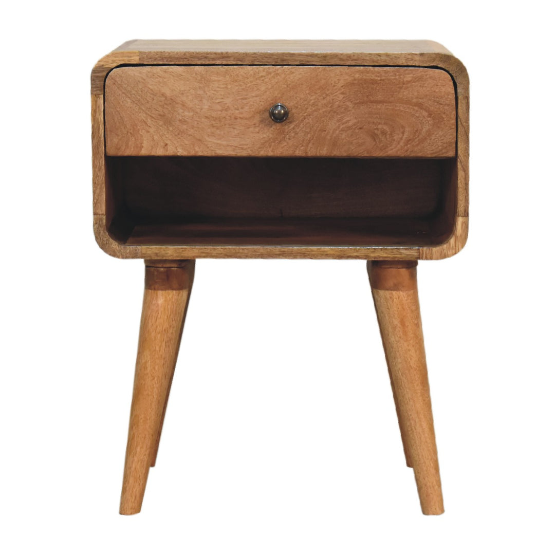 Curved Oak-ish Open Bedside-Smiddy Furniture