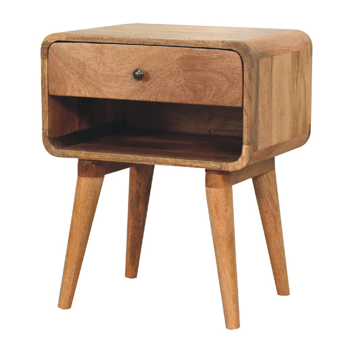 Curved Oak-ish Open Bedside-Smiddy Furniture