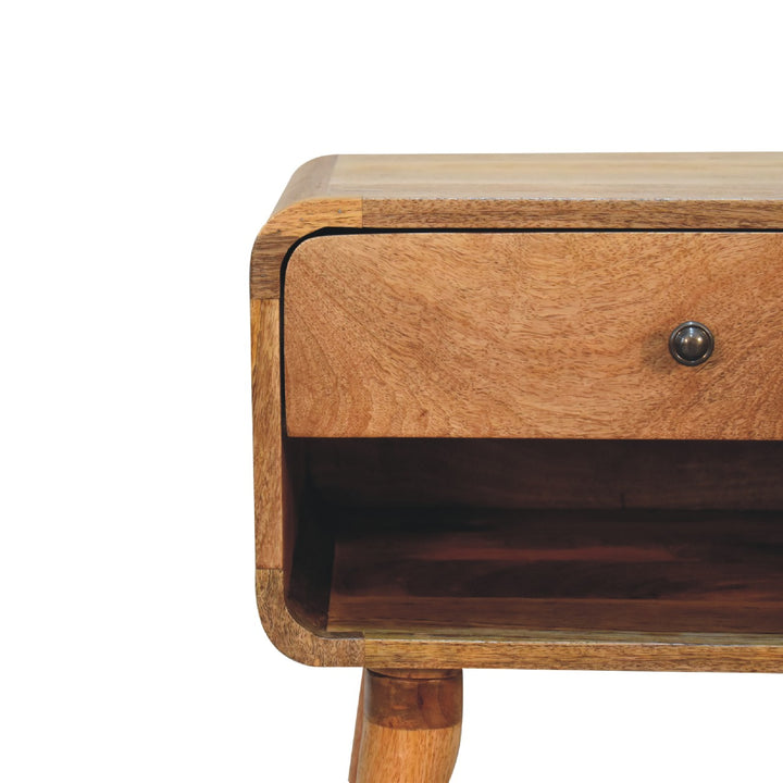 Curved Oak-ish Open Bedside-Smiddy Furniture