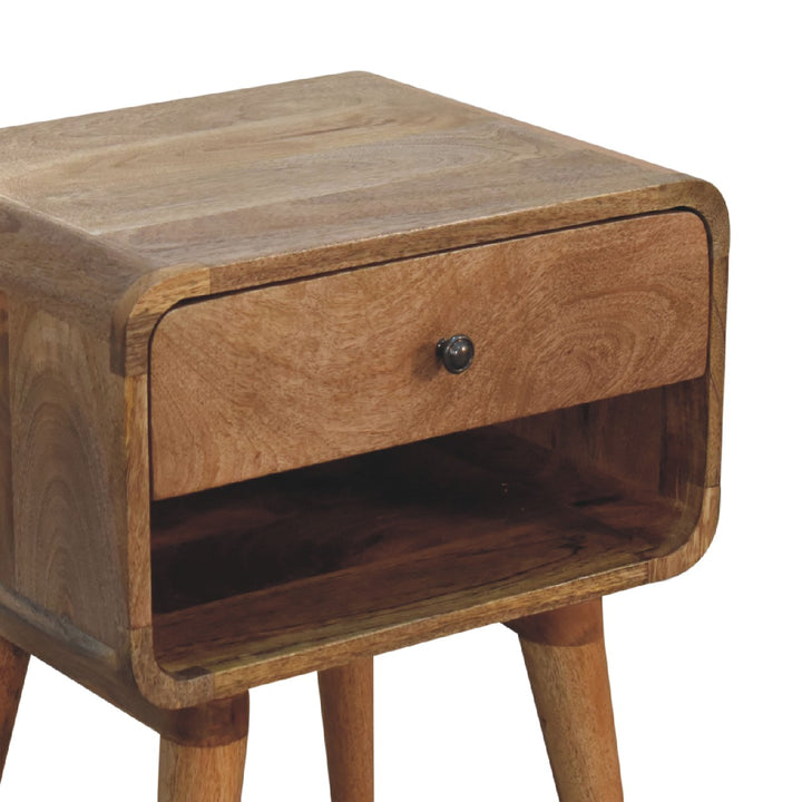Curved Oak-ish Open Bedside-Smiddy Furniture