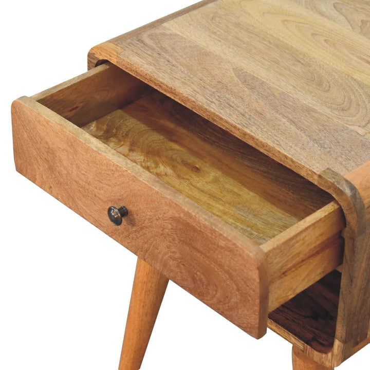 Curved Oak-ish Open Bedside-Smiddy Furniture