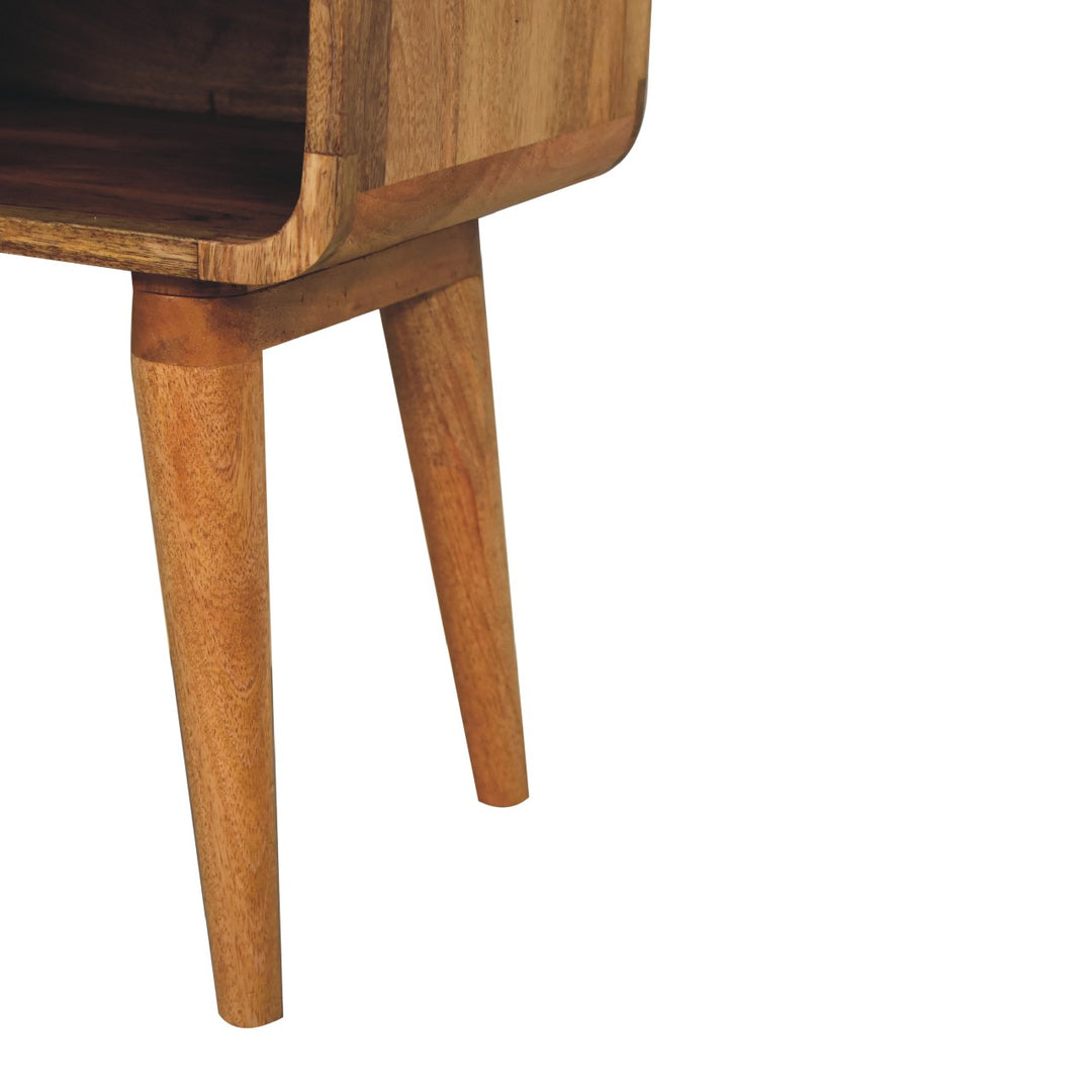 Curved Oak-ish Open Bedside-Smiddy Furniture