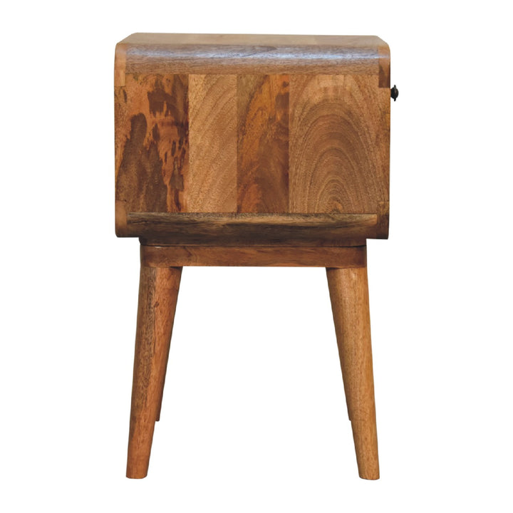 Curved Oak-ish Open Bedside-Smiddy Furniture