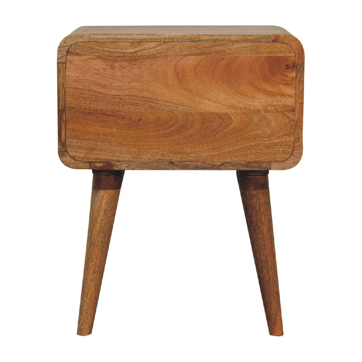 Curved Oak-ish Open Bedside-Smiddy Furniture