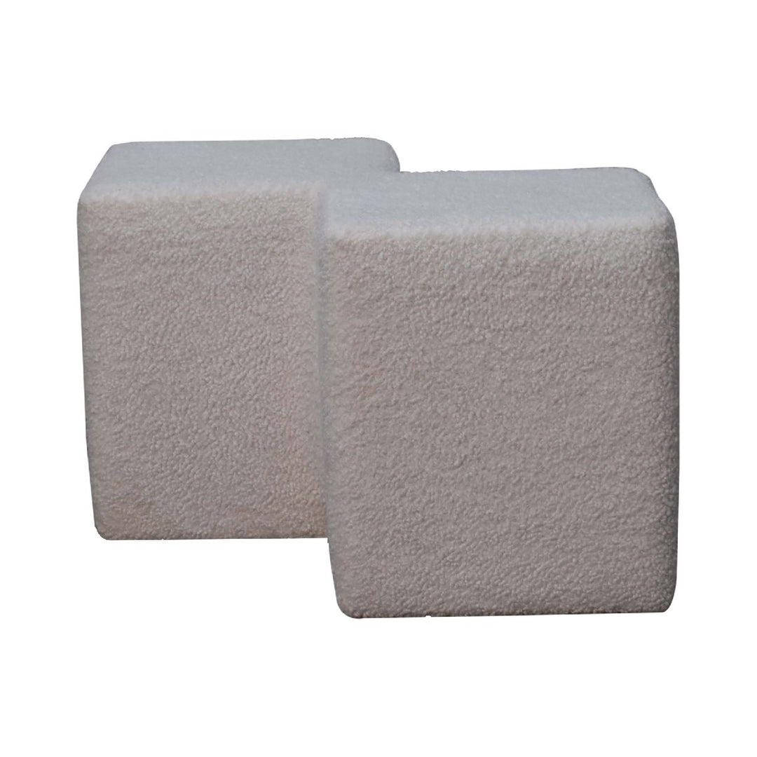 White Boucle Twin Footstool - Smiddy Furniture