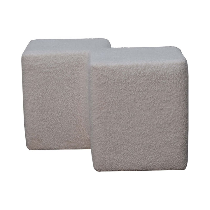 White Boucle Twin Footstool - Smiddy Furniture