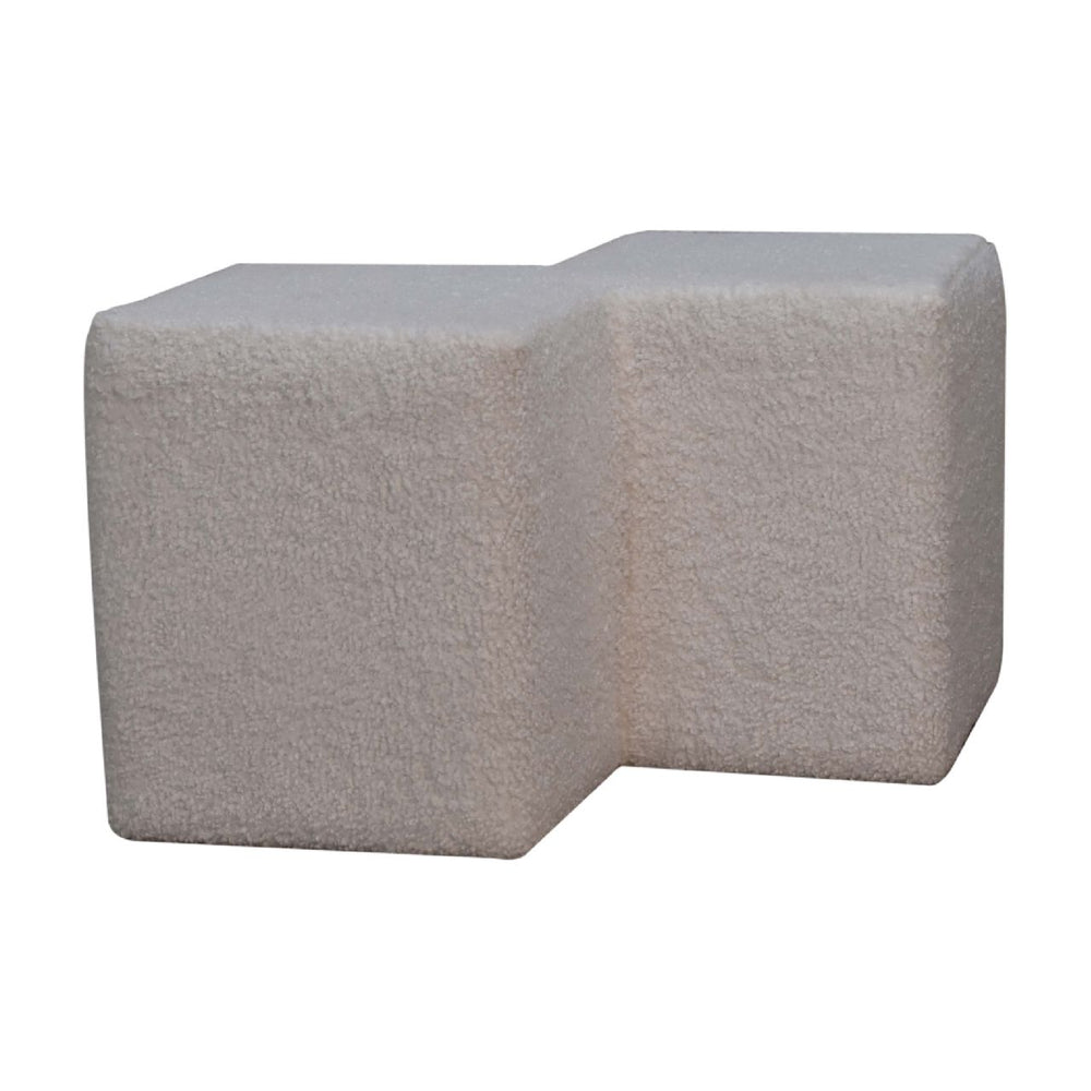 White Boucle Twin Footstool - Smiddy Furniture