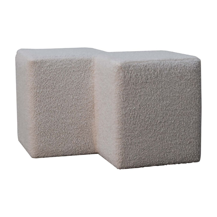 White Boucle Twin Footstool - Smiddy Furniture