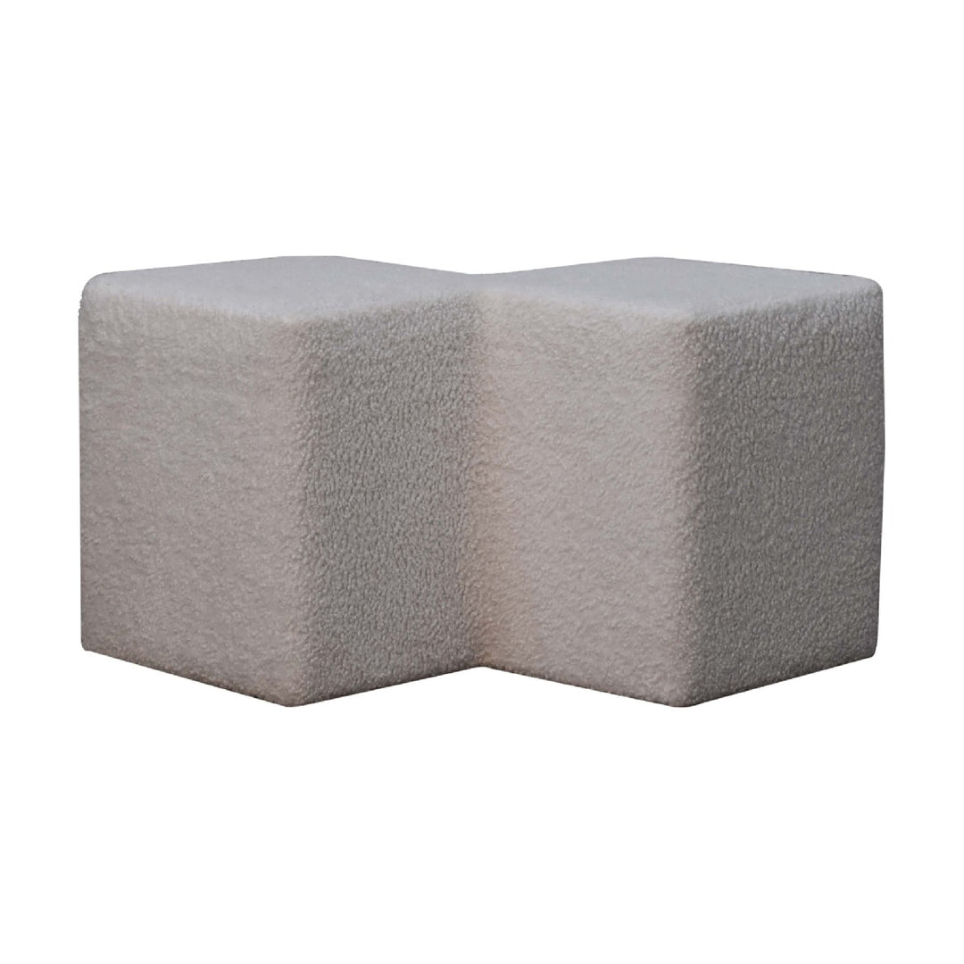 White Boucle Twin Footstool - Smiddy Furniture