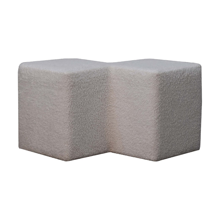 White Boucle Twin Footstool - Smiddy Furniture