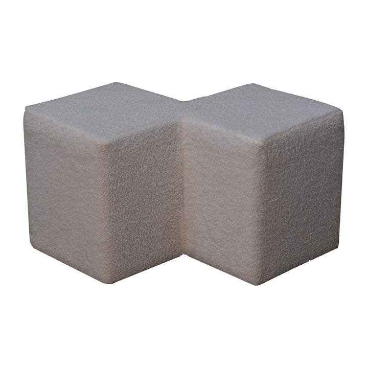 White Boucle Twin Footstool - Smiddy Furniture