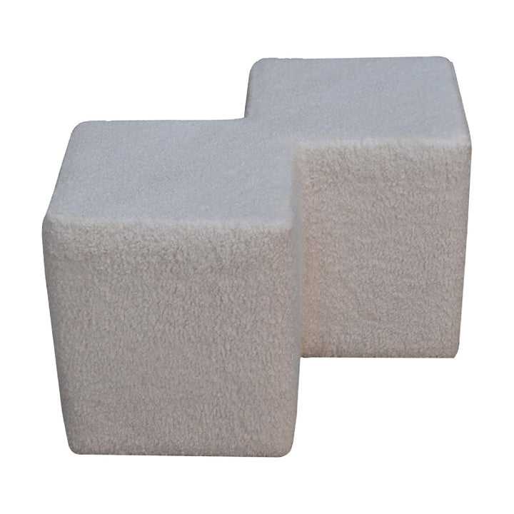 White Boucle Twin Footstool - Smiddy Furniture