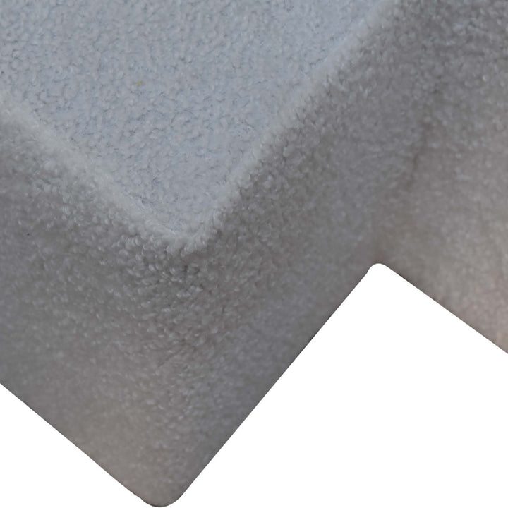White Boucle Twin Footstool - Smiddy Furniture