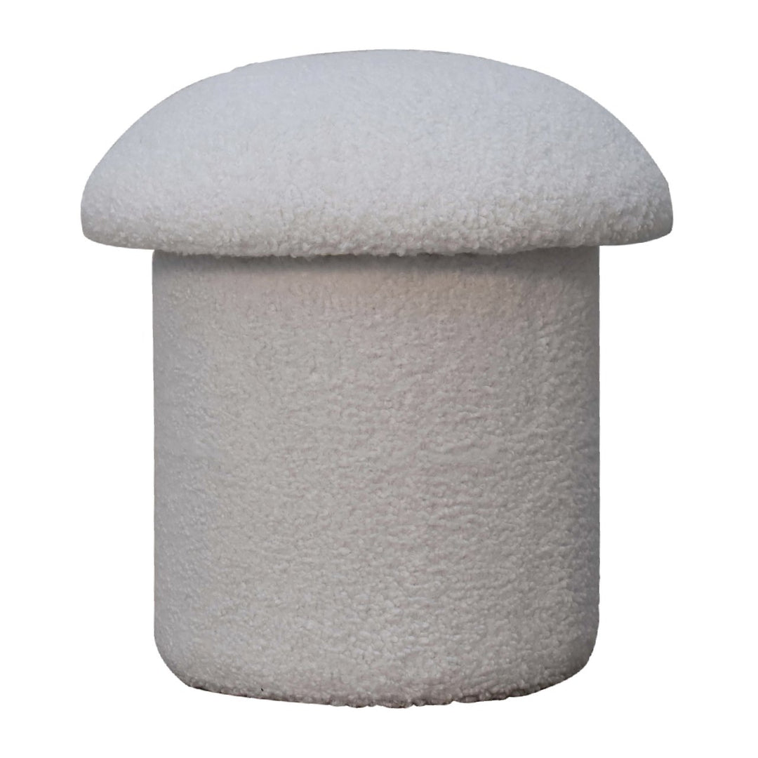 White Boucle Mushroom Footstool - Smiddy Furniture