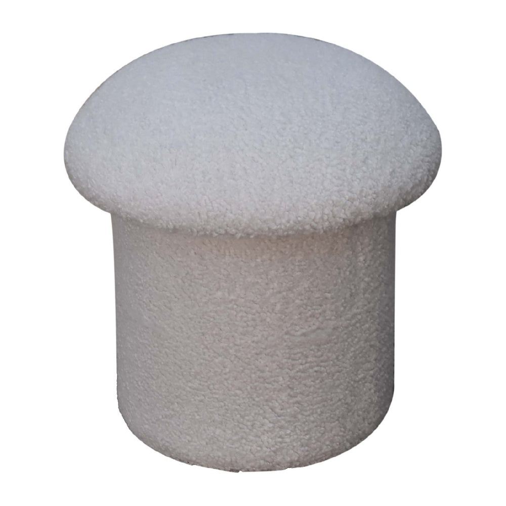 White Boucle Mushroom Footstool - Smiddy Furniture